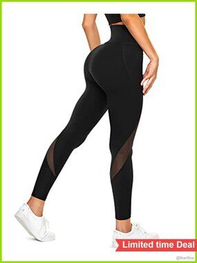 High Waisted Mesh Leggings Yoga Pants Workout Tights with Pockets